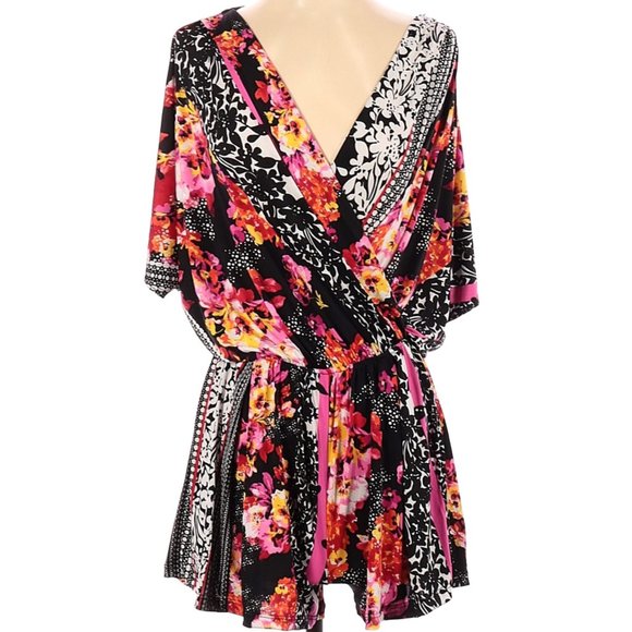 NWOT Sola La Fe Boho Floral Striped Chic Romper Shorts Small Womens Summer - Picture 4 of 12